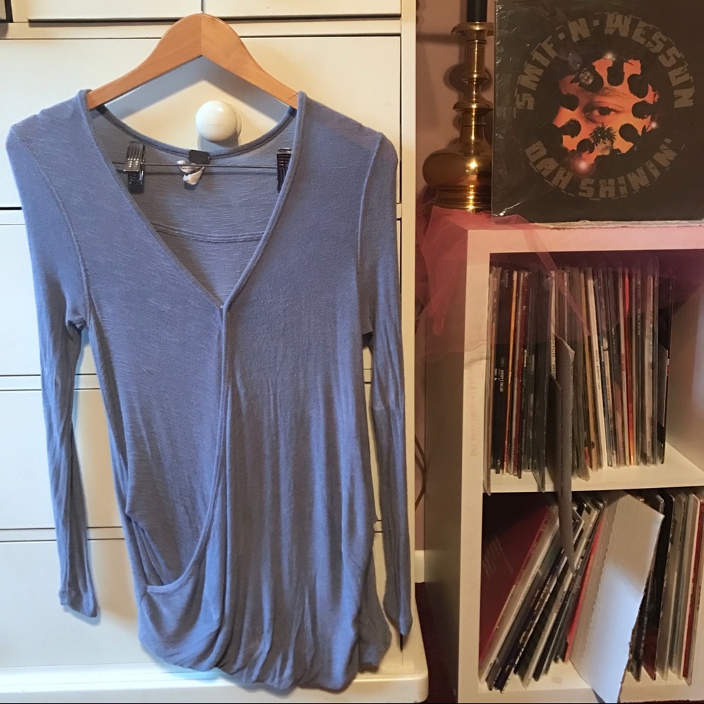FP Free People We the Free Lavender Ballet Wrap Tee Shirt Thermal Lightweight xs